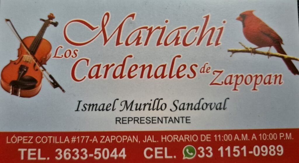 Tarjeta de Mariachi en Zapopan Jalisco